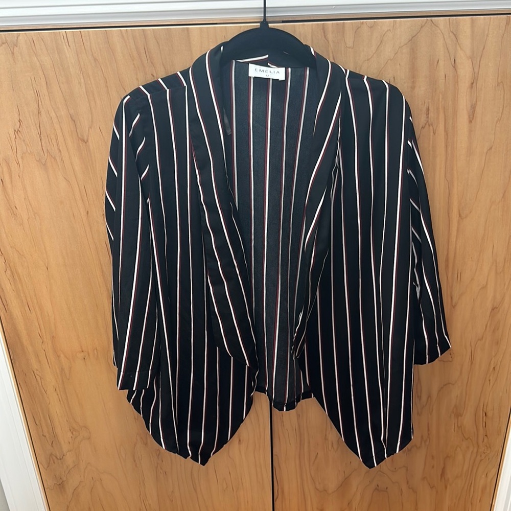 Black, White, & Red Striped Blazer